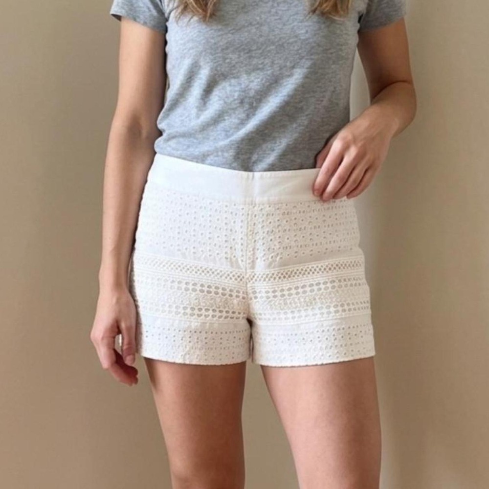 LOFT The Riviera Short Cream Eyelet Lace Trim Shorts – 0